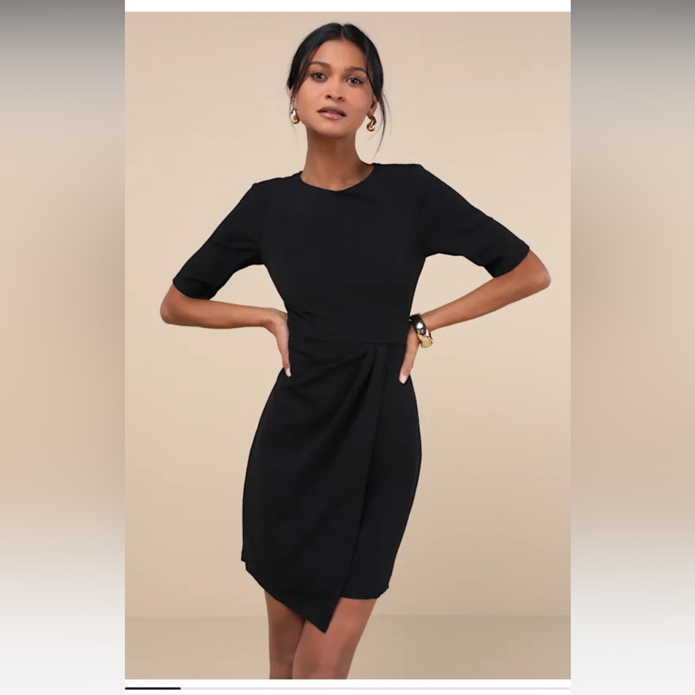Lulus Westwood Black Half Sleeve Sheath Dress Size M